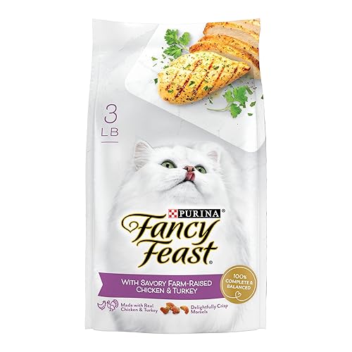 Purina Fancy Feast Dry Cat Food with Savory Farm-Raised Chicken and Turkey - 3 lb. Bag - Chicken & Turkey - 3 Pound (Pack of 1)