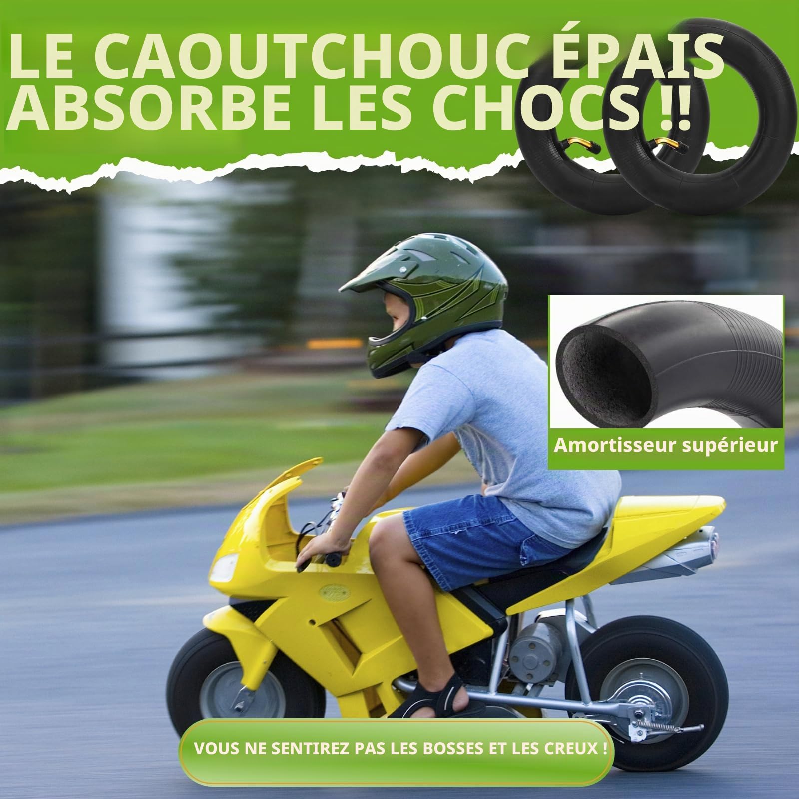Lot de 2 chambres à air 200 x 50 pour scooter électrique compatibles avec Razor E100, E150, E200, Power Core E100, Dune Buggy, ePunk, Crazy Cart, PowerRider 360, eSpark