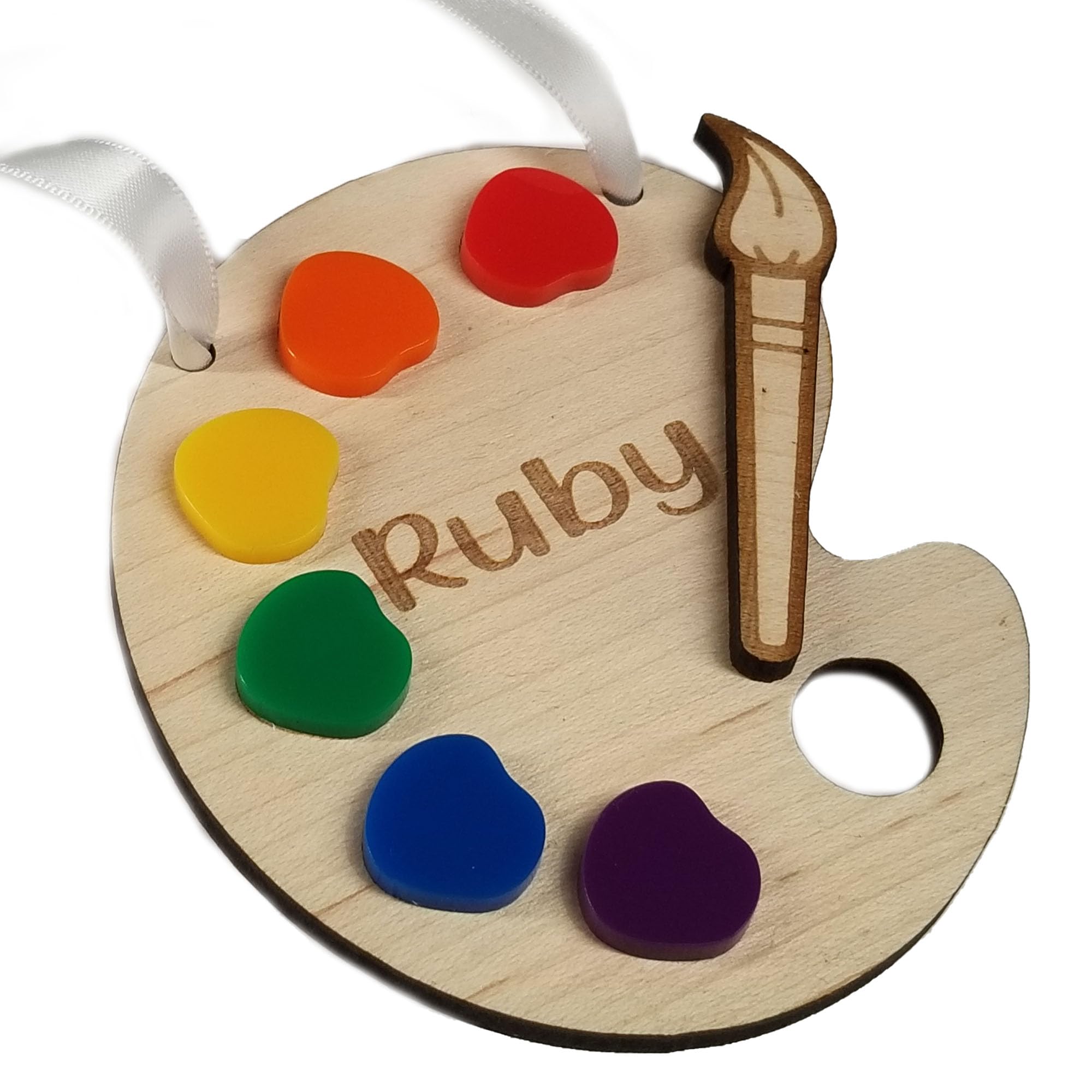 Artists Painting Palette Christmas Tree Ornament, Personalised Xmas Tree Hanger Gift,