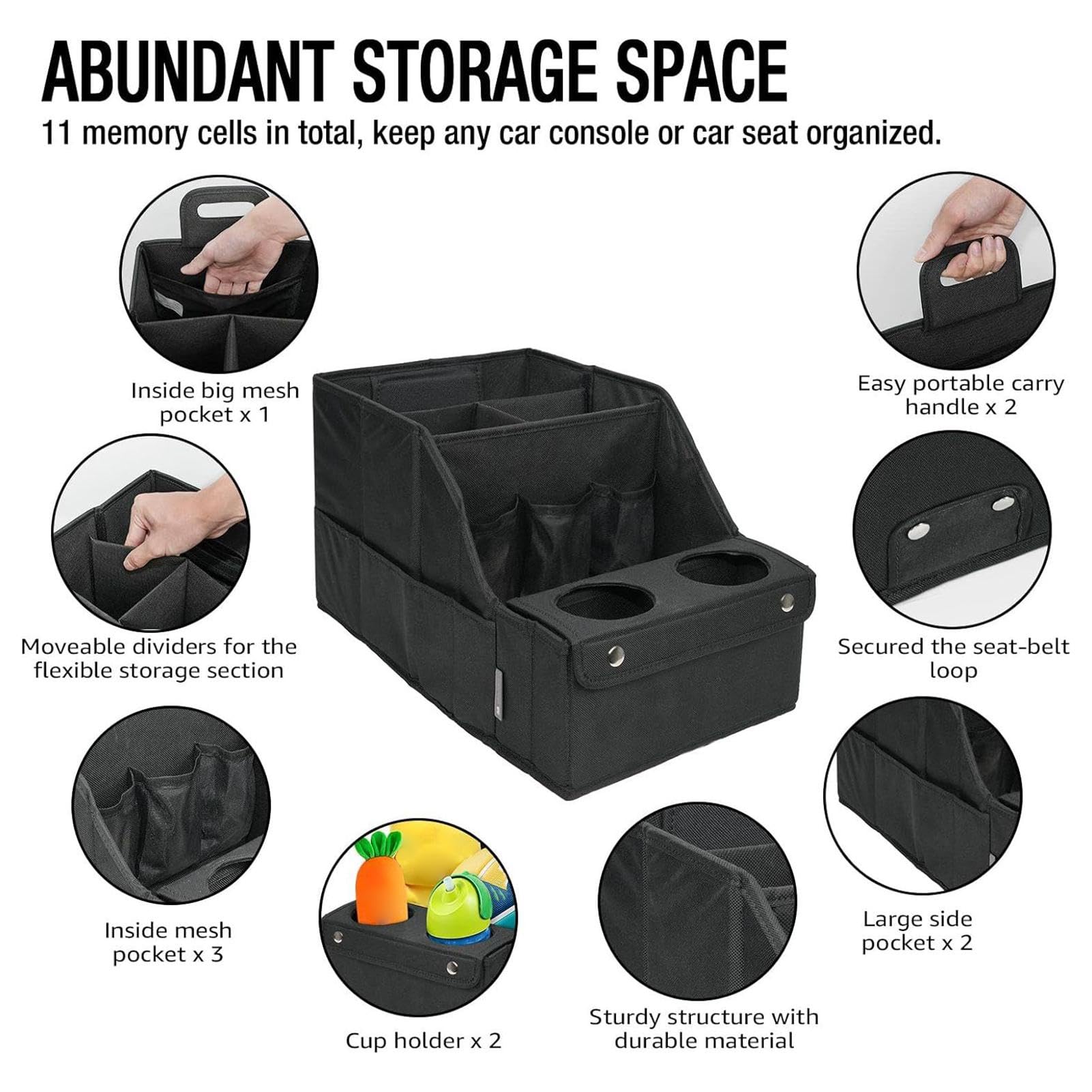 Generisch Organizer per sedili posteriori, organizer per auto con | scomparti multipli | Organizer per sedili auto con 4 scomparti e 2 portabevande per bambini in viaggio
