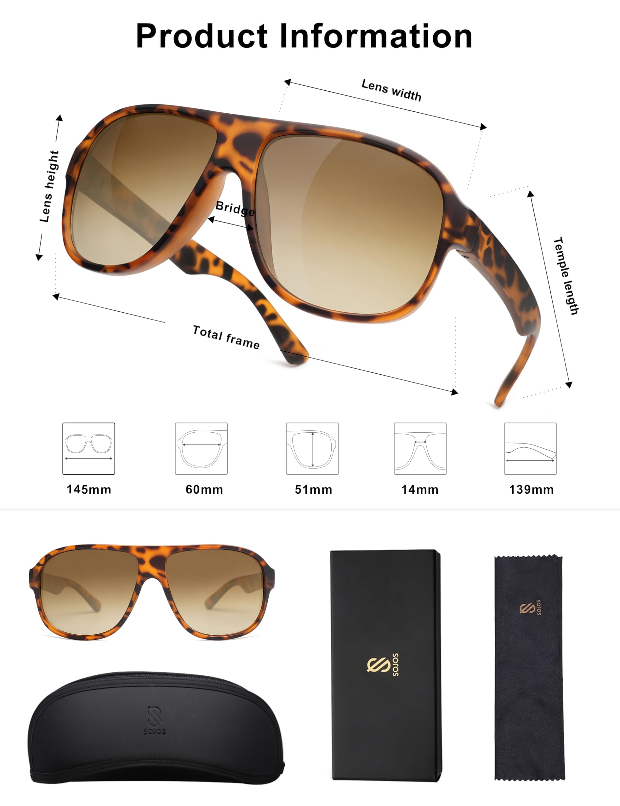 SOJOS Trendy Schwimmenden Polarisierten Quadratisch Sport Sonnenbrille für Damen Herren, Retro-Schatten für Angeln Surfen Bootfahren SJ2336