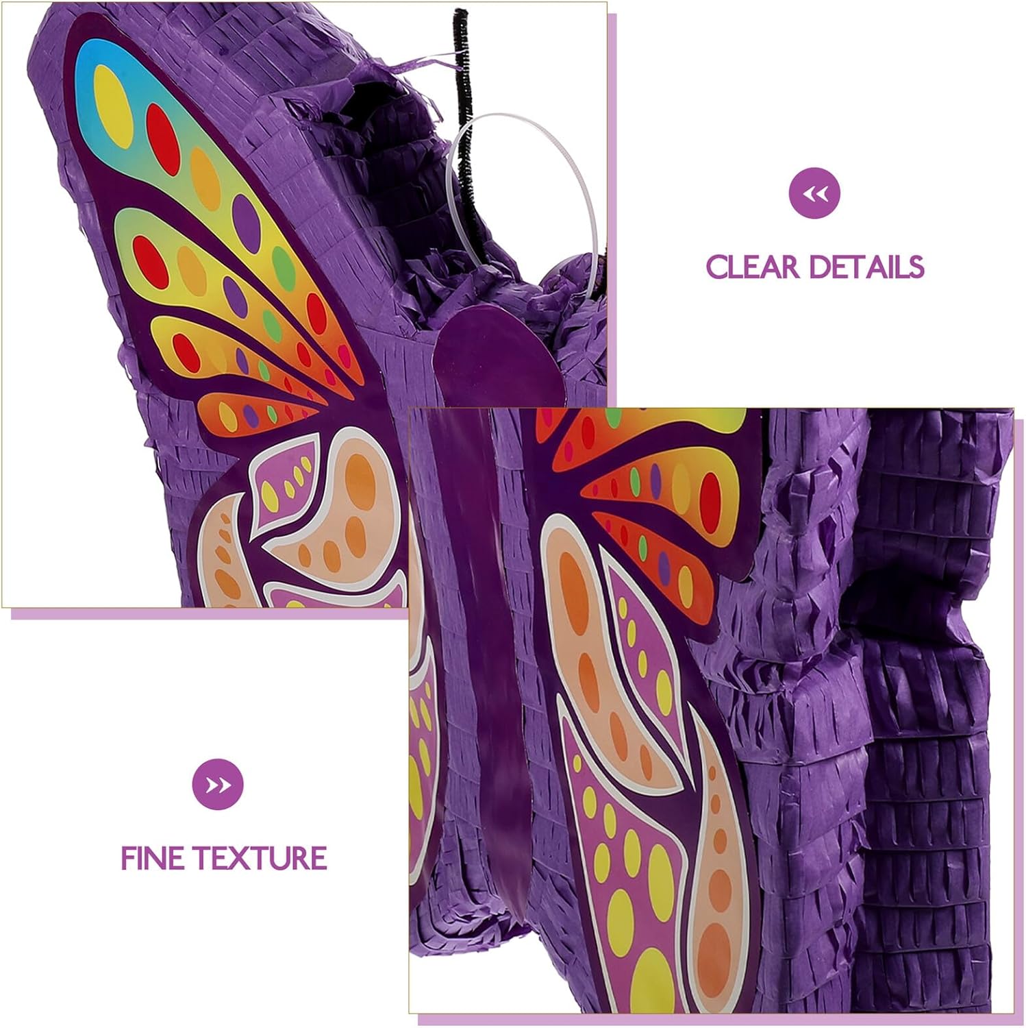 Purple Butterfly Pinata Birthday Party Decoration Paper Candy Filling Pinata for Party Supplies Fun Photo Booth Prop and Festive Event Game