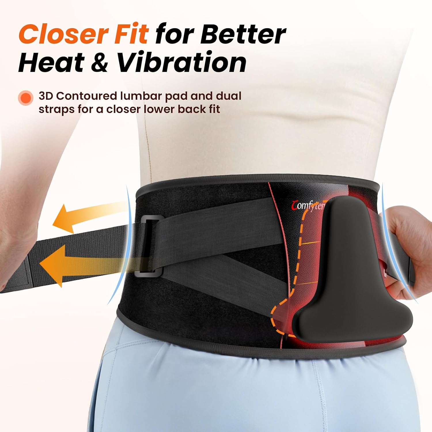 Comfytemp Cordless Heating Pad for Back with Massager 3D Back Pad Portable