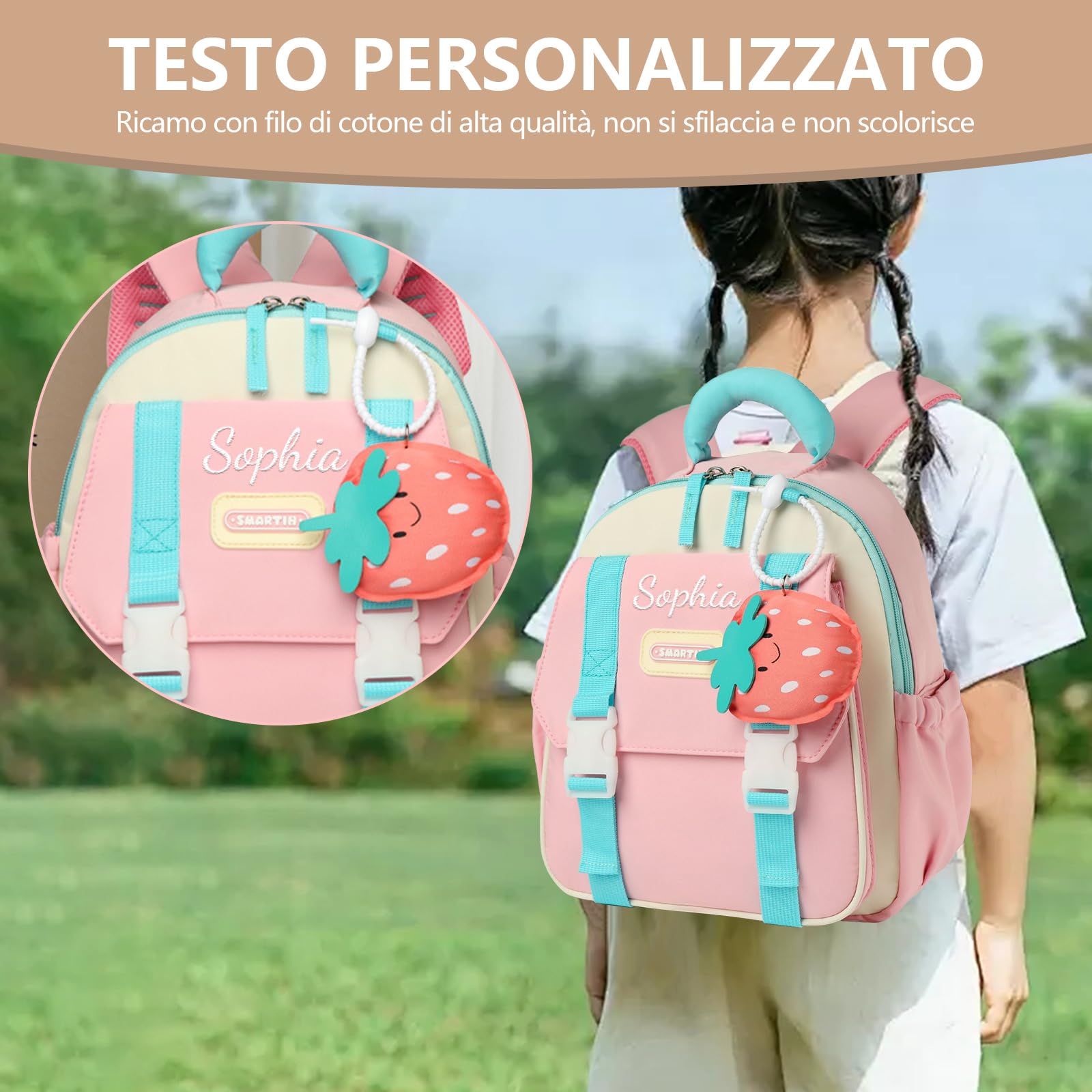 Generico Zaino Asilo Personalizzato con Nome, Zainetto per Bambino Bambina 2-6 Anni, Leggero per Asilo Nido e Scuola Materna(blu)