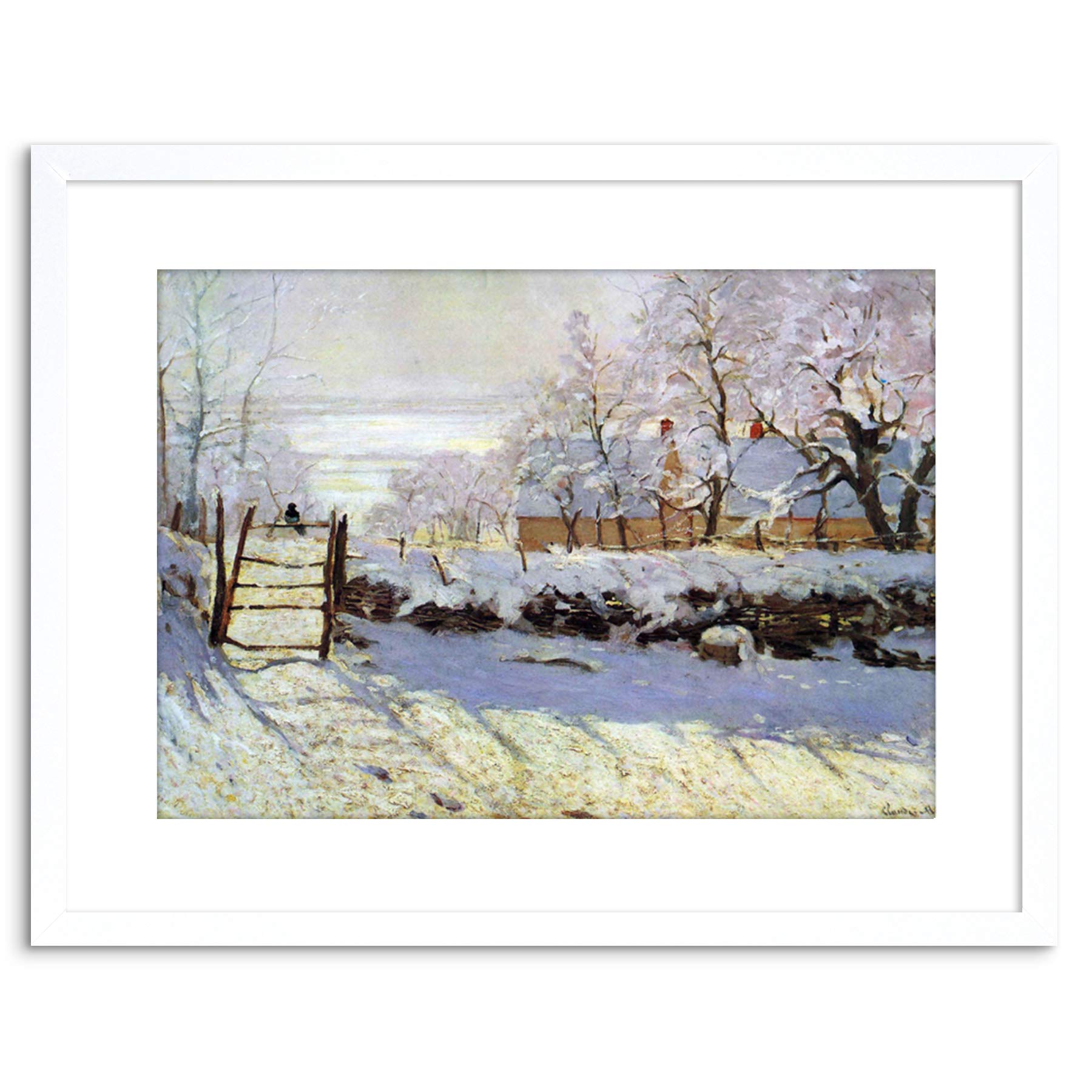 Wee Blue Coo Painting Monet Magpie Old Master Framed Wall Art Print