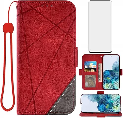 Asuwish Compatible con Samsung Galaxy S20 Glaxay S 20 5G UW - Funda tipo cartera de 6.2 pulgadas y protector de pantalla de vidrio templado, soporte
