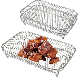 3 Tier Air Fryer Rack for Ninja Air Fryer, 304 Stainless Steel Multi-Layer Stackable Dehydrator Rack Air Fryer Accessorie for Ninja Air Fryer
