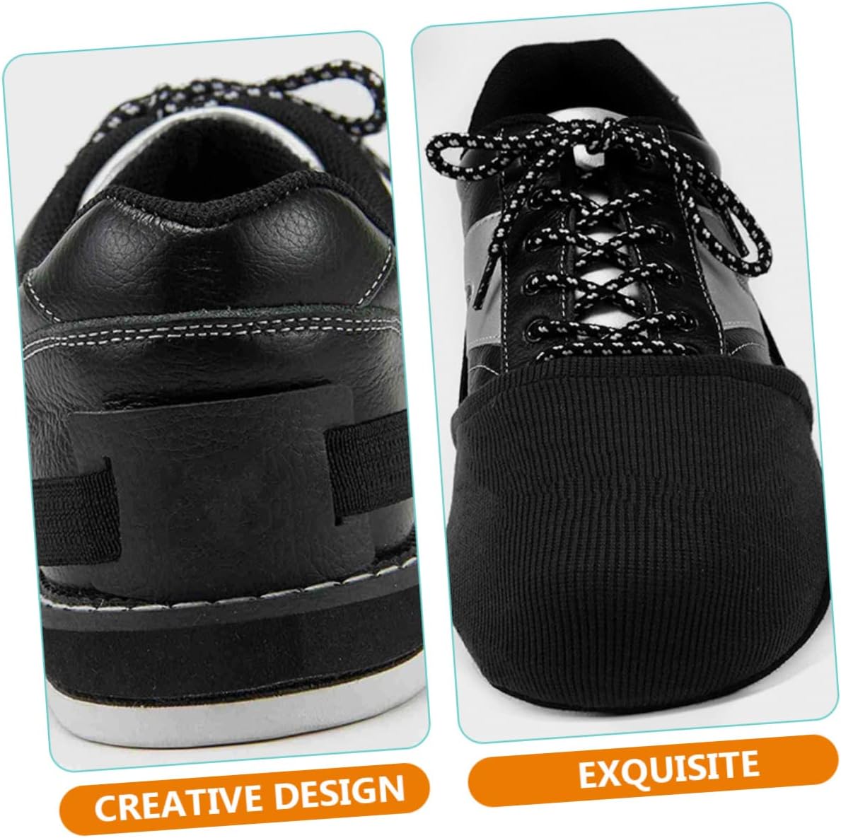 VANZACK 4pairs Bowling Shoe Covers Adjustable Elastic Band Lightweight Sliding Mat for Enhanced Grip Non-Slip Design Black Bowling Accessory for Smooth Gameplay