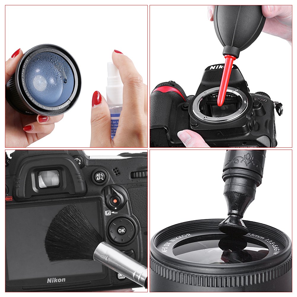 Neewer 58mm Objectif et Kit d'Accessoires de Filtre compatible avec Canon Rebel EF-S 18-55mm Objectif: 0,43X Objectif Grand Angle, 2,2X Téléobjectif, UV/CPL/FLD et Filtre Macro, Parasoleil, Sac, etc