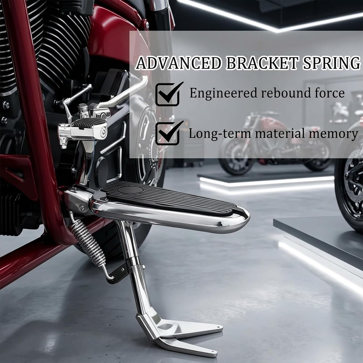 Kickstand Spring Replacement for Jiffy Stands, Heavy Duty Side Stand Return Spring Compatible with 1991-1998 Touring, 1985-2006 Softail, 1991-2022 Sportster XL Models, Replaces #50005-85A