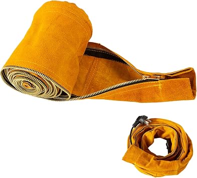 TIG Welding Torch Cable Cover,TIG Mig Cowhide Leather Welder Torch Protection Cable Covers,Heavy Insulation Flame-Resistant with Zipper Kevlar Stitched Hose sleeves