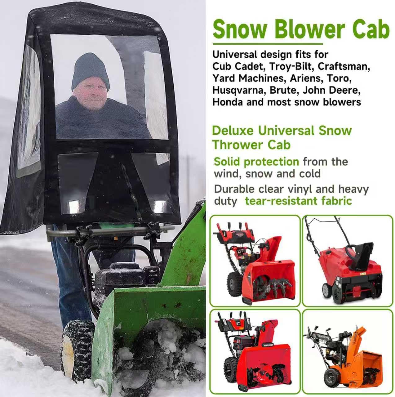 490-241-0032 SaintTejia Universal Snow Thrower Blower Cab Cover Compatible with Cub Cadet,Troy-Bilt,Craftsman,Ariens,Toro,Husqvarna,John Deere,EGO and Most Two-Stage & Three Stage Snow blowers