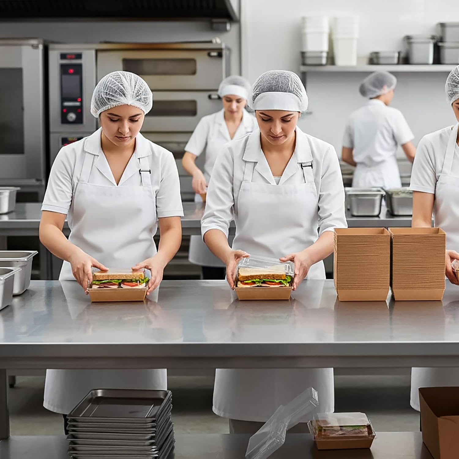 Hiceeden 100 Pack Charcuterie Boxes with Clear Lids, 5.4"×5"×2.5" Paper Bakery Dessert Sandwich Box, Disposable Square Food Containers for Cookies, Donuts, Muffins, Salad, and Pastry, Brown