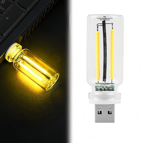 Miniatura 17 de Ilumina tu viaje con elegantes lámparas retro para automóvil: mini botella de vidrio portátil LED de luz nocturna – Enchufe USB LED luces de Luz