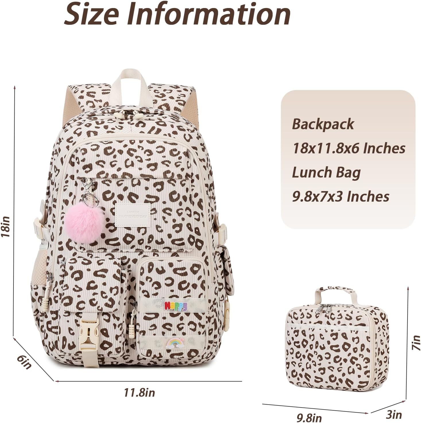 Lmwzh school backpack Big Student Laptop Suitable for Women aged Middle High School Teen Girls Bookbag - Image 2
