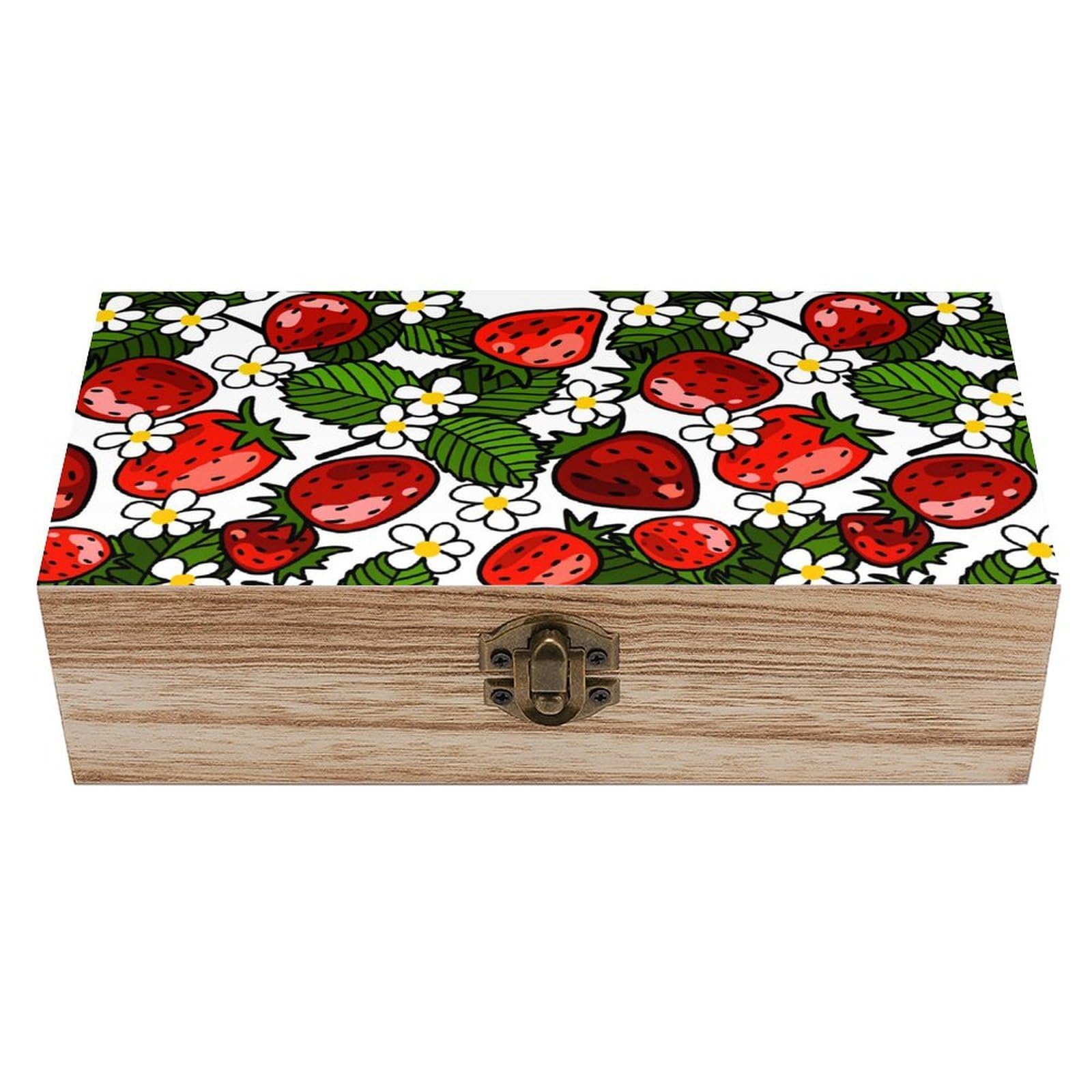 asbwuo Cute Red Strawberry Vintage Wooden Keepsake Box