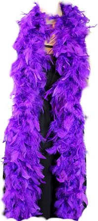 60 Gram, 2 yards Long Chandelle Feather Boa Great for Party, Wedding, Halloween Costume, Decoration