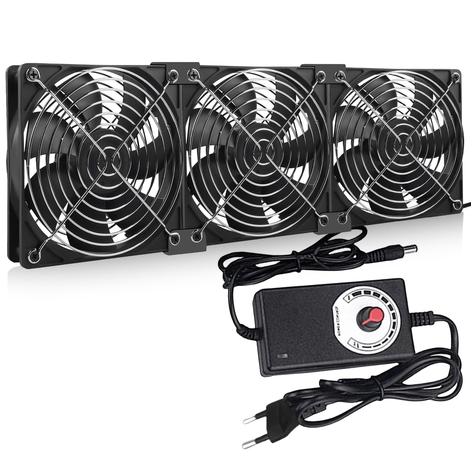 Ventilateur 120 mm avec contrôle de vitesse 220 V - Ventilateur de refroidissement sans balais avec couvercle en métal - Grand volume d'air - Ventilateur d'extraction silencieux pour ordinateur