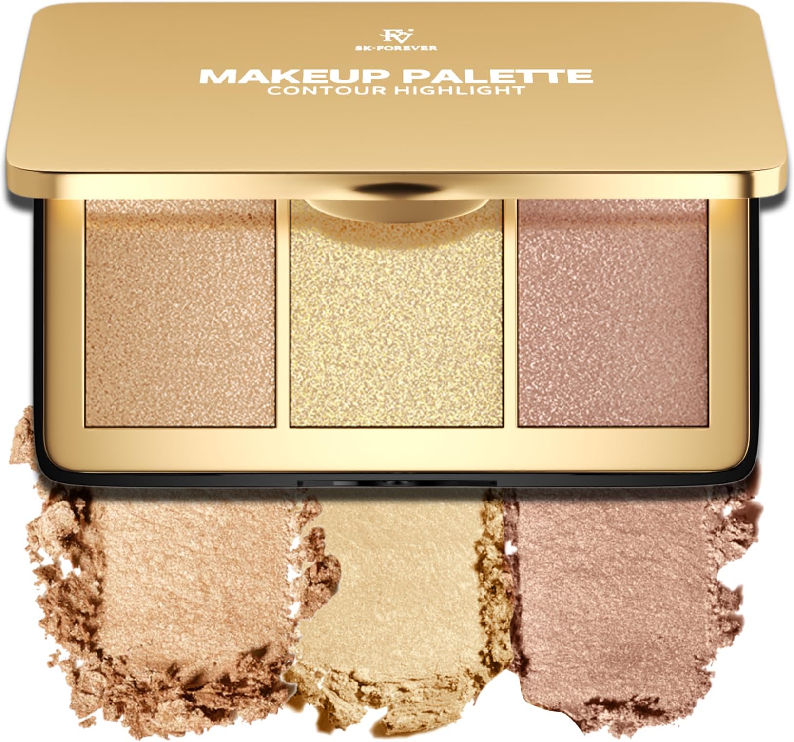 FV Multi-Use Highlighter Palette, Highly Pigmented & Metallic Glow Finish Highlighter Pressed Powder, Smooth Buildable Highlight Makeup for Body & Eyeshadow, Cruelty-Free
