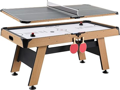Rally and Roar 72 Inch Air Hockey Table with LED Scorer and Table Tennis Top
