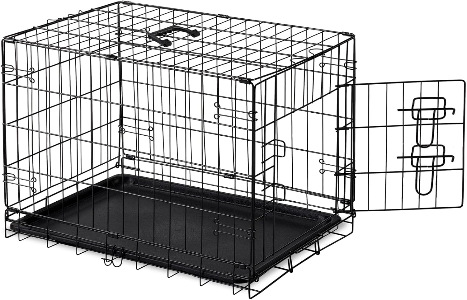 DUMOS Dog Crate, 30 Inch Medium Single Door Dog Cage with Divider Panel and Plastic Leak-Proof Pan Tray, Folding Metal Wire Pet Kennel for Indoor, Outdoor, Travel 30"L x 17.5"W x 19.75"H Single Door w/ Divider