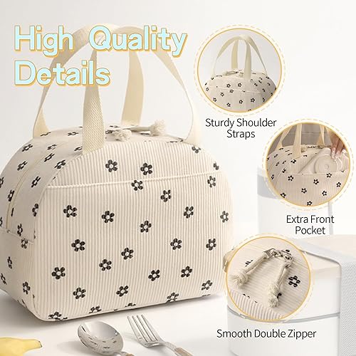 Miniatura 6 de Lonchera portátil para mujer, tamaño mediano de 10 x 7.5 x 5.5 pulgadas, mantiene la comida fresca durante más de 5 horas, fácil de limpiar, ideal