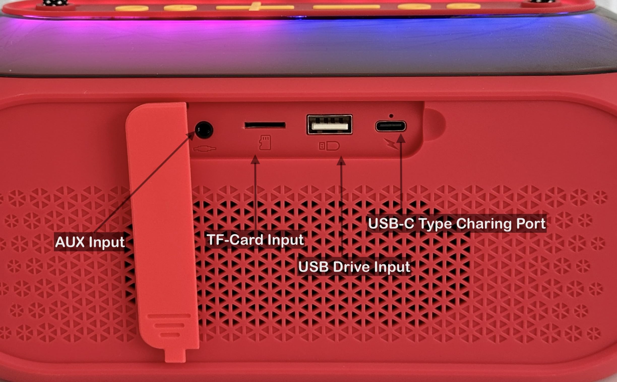 Enceinte Bluetooth portable SB-230 avec deux microphones sans fil, étanche, prend en charge USB, AUX, carte TF, lumières LED à changement de couleur (noir)