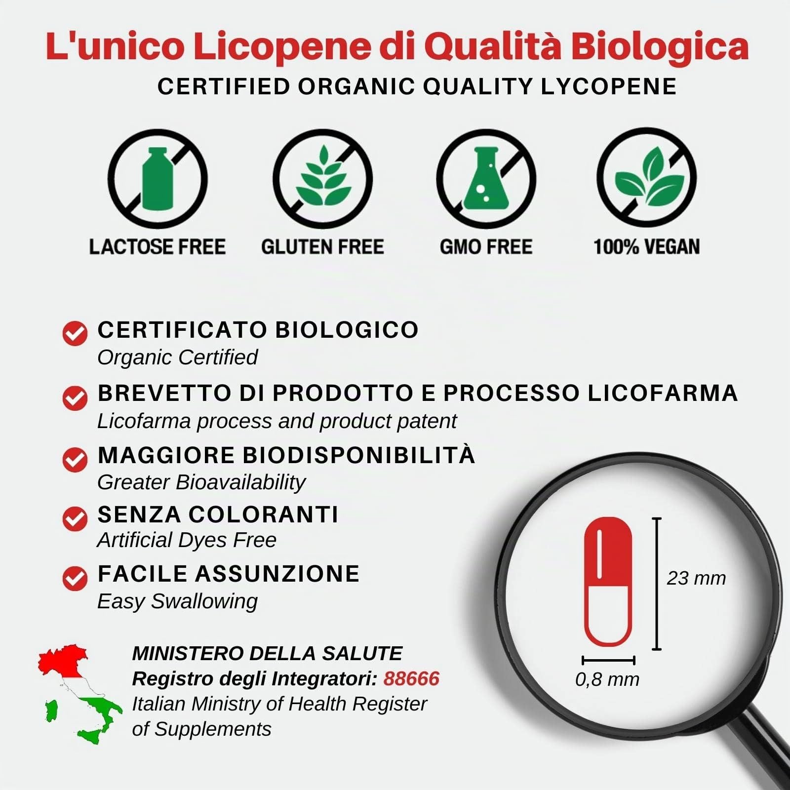 Organic Lycopene: suplemento antioxidante con licopeno orgánico certificado (bote de 90 cápsulas)