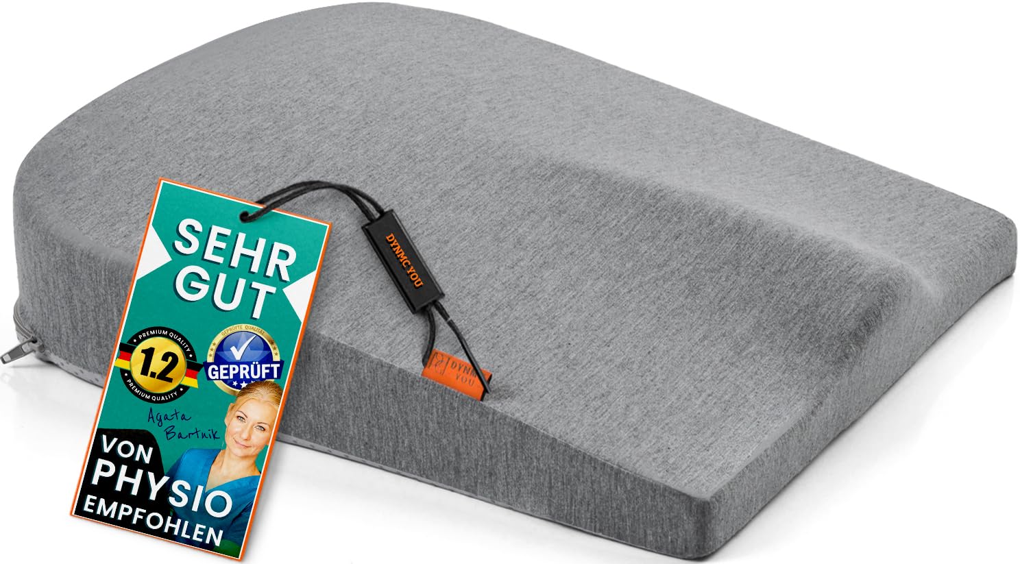 DYNMC you Keilkissen Stuhl Mittelhart H3 – Ergonomisches Sitzkissen aus Memory Foam – Von Experten Entwickelt – Kissen für Rücken & Haltung – Für Bürostuhl, Home Office, Auto – Waschbar – 40x40cm