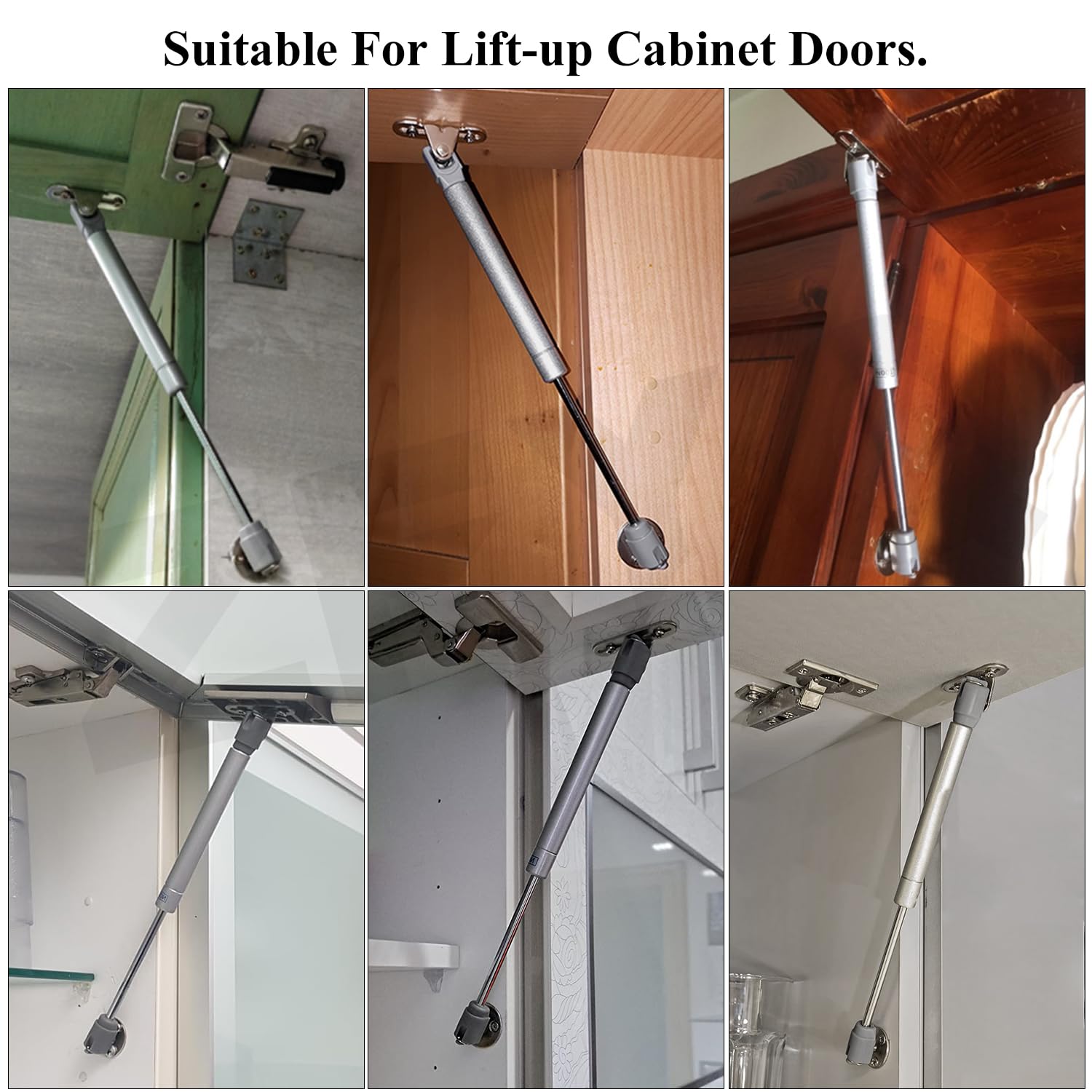 Pistones a Gas, 4 Piezas Amortiguador de Gas para Puertas Elevables 80N/8kg, Muelles de Gas, Bisagras Resorte para Muebles Cocina, Armario, Cajas, Caravana, con Tornillos