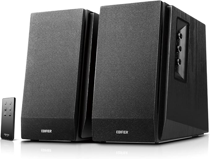 Edifier R1700BT Enceintes de Bibliothèque Bluetooth Actives Paire d’étagères - Moniteurs de Studio Actif à Champ Proche - Installation d’Haut parleurs alimentées 2.0 Noir - 66 Watts RMS