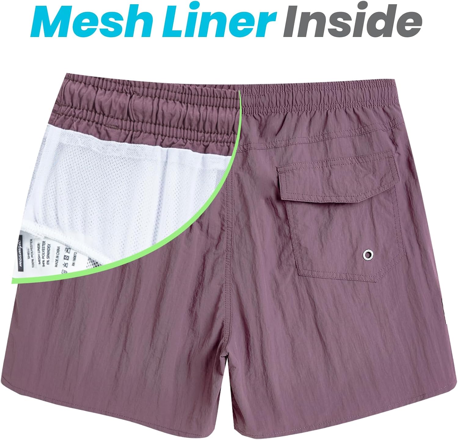 maamgic Mens Swim Trunks 5" with Mesh Lining Quick Dry Bathing Suits for Men Swim Shorts Swimwear - Image 3