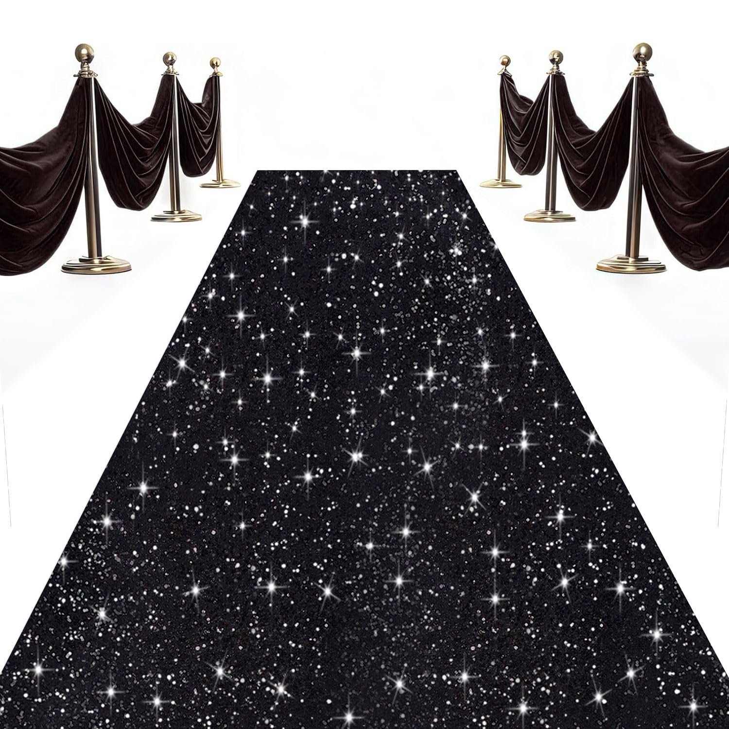 OMKSIH Black Carpet Runner for Party 4FTx20FT Sequin Aisle Runner for Wedding Ceremony Glitter Runway Carpet Runner Sparkle Aisle Runner Rug Wedding