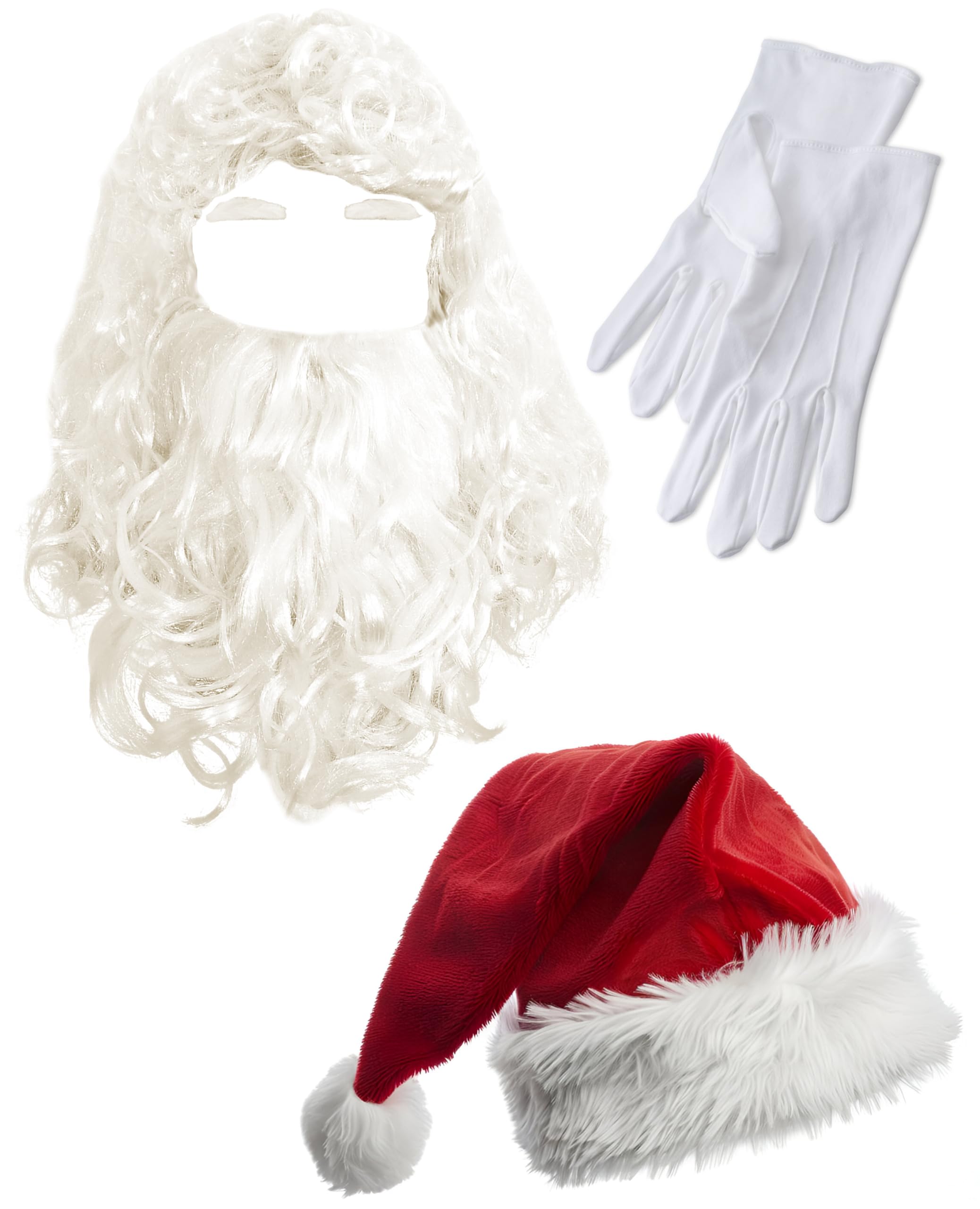 Dreamzfit® Santa Claus Costume Set for Adults, Premium Complete Father Christmas Kit with Wig, Beard, Hat