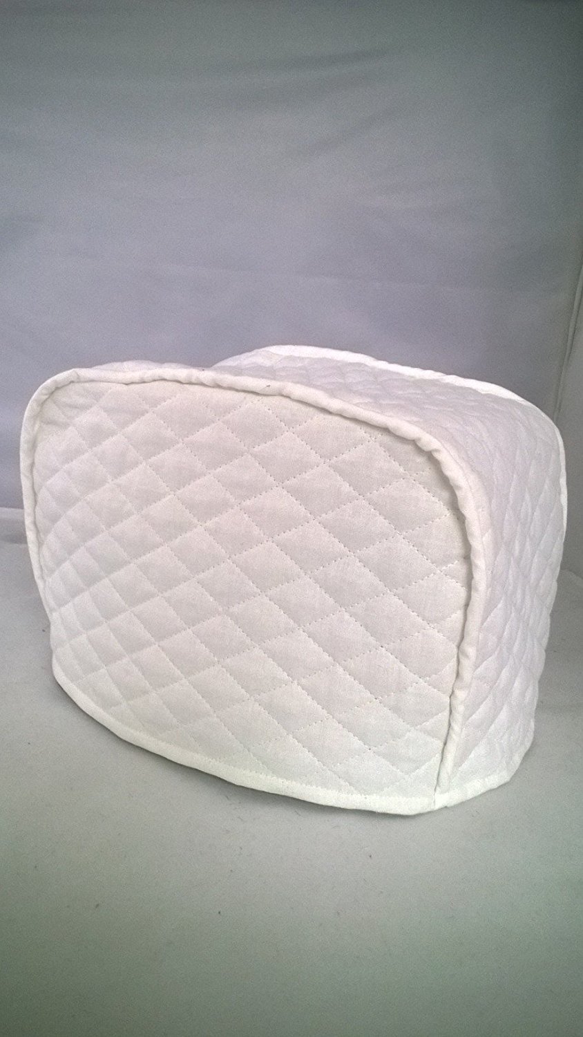 2 Slice Toaster Cover (12"x7.5"x8") / Quilted Double Faced Cotton, White-picture-49