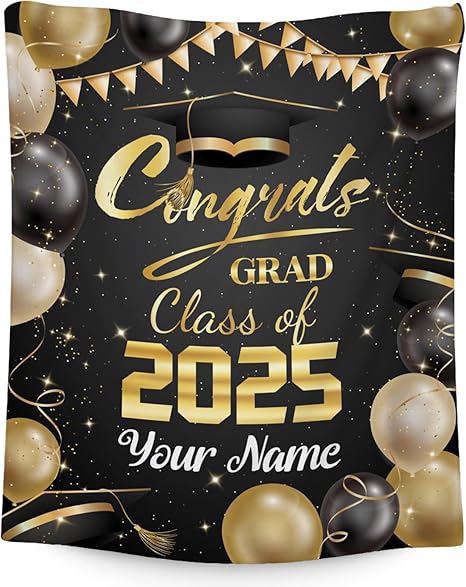 Personalized Graduation Blanket - Custom Class of 2025 Graduation Gifts for Her or Him - 60"x80" Flannel Soft Throw Decorations - Senior 2025 Blankets for College, High School, Graduation Day