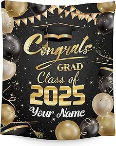 Personalized Graduation Blanket - Custom Class of 2025 Graduation Gifts for Her or Him - 60"x80" Flannel Soft Throw Decorations - Senior 2025 Blankets for College, High School, Graduation Day