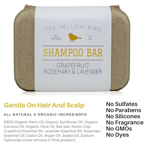 Miniatura 5 de The Yellow Bird Solid Bar Shampoo Soap. Grapefruit, Rosemary, and Lavender. Mild Natural and Organic Ingredients. Sulfate Free. Gentle Scalp + Hair
