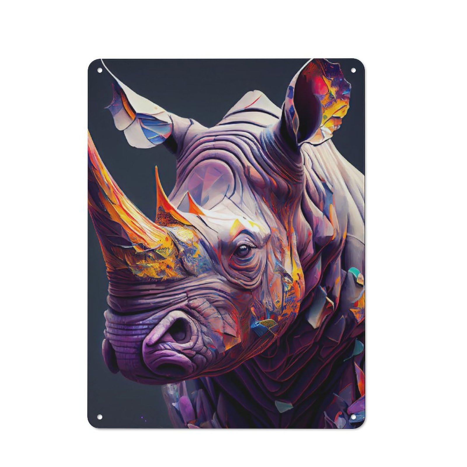 Junmoney The Shy Rhino Rustic Metal Plaque 40X30cm For Studio Or Craft Room, Housewarming Present For People Styling Studio And Craft Room