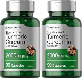 Horbäach Turmeric Curcumin Supplement 2000mg | 90 Capsules | Complex with Black Pepper | Non-GMO, Gluten Free (Pack of 2)