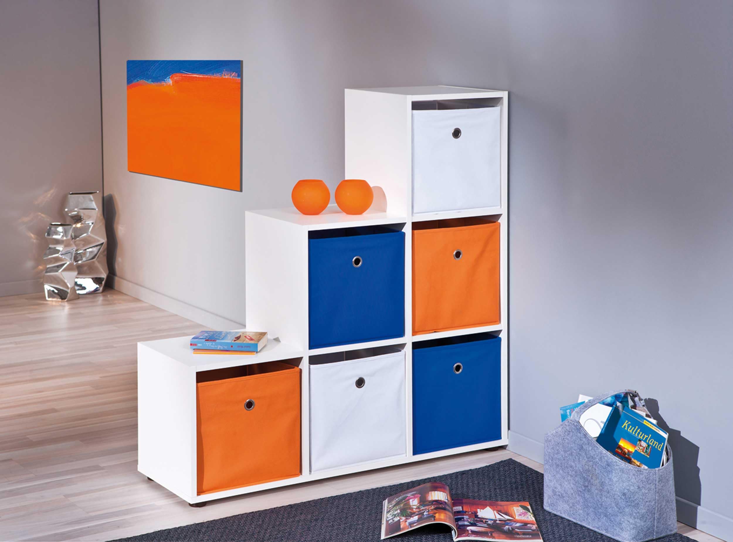 Inter Link - Libreria a 6 cubi - Scaffale con vani a giorno - Divisorio per ambienti - Scaffale a libera installazione - Ripiano per archivi - Melaminico - Compatibile con scatole pieghevoli Winny - Cadore 6