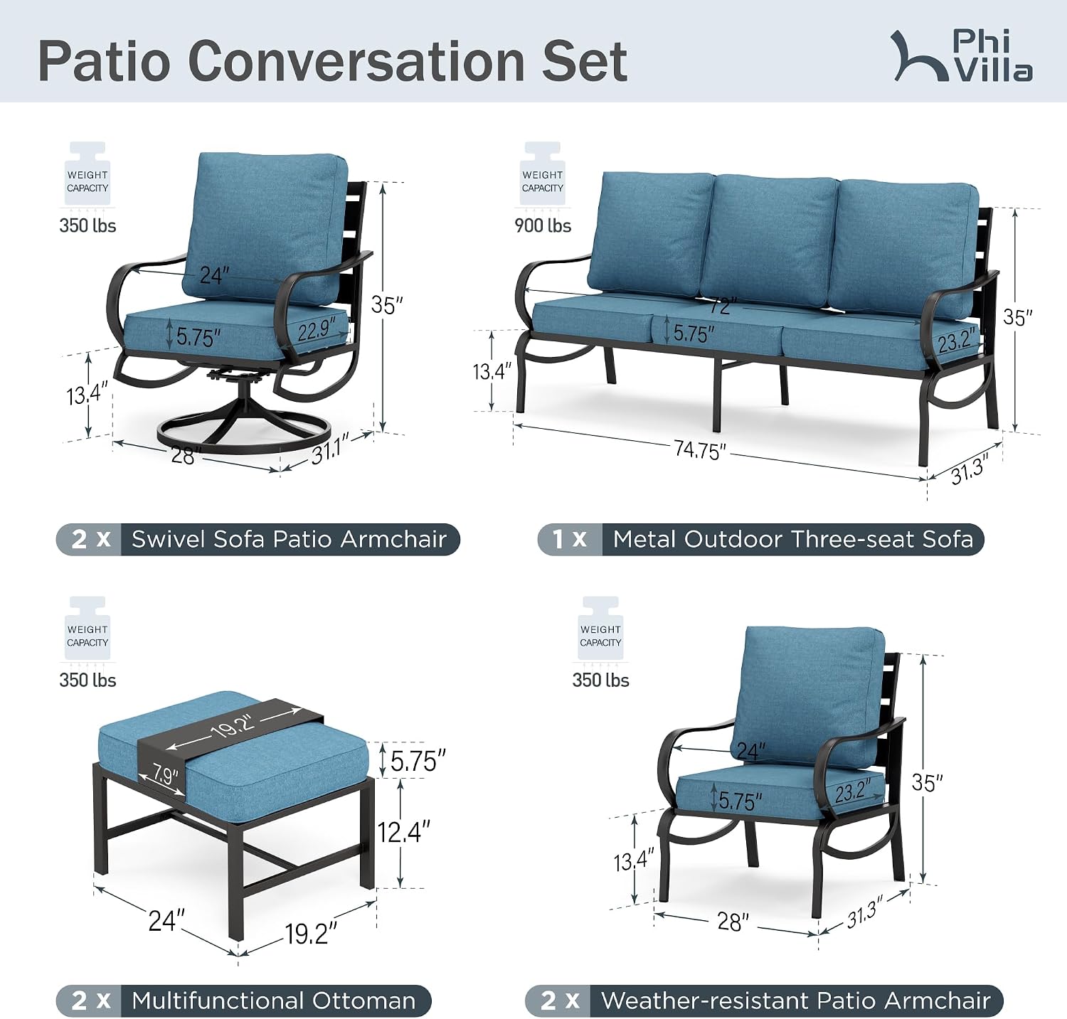 Patio Conversation Set Dimensions