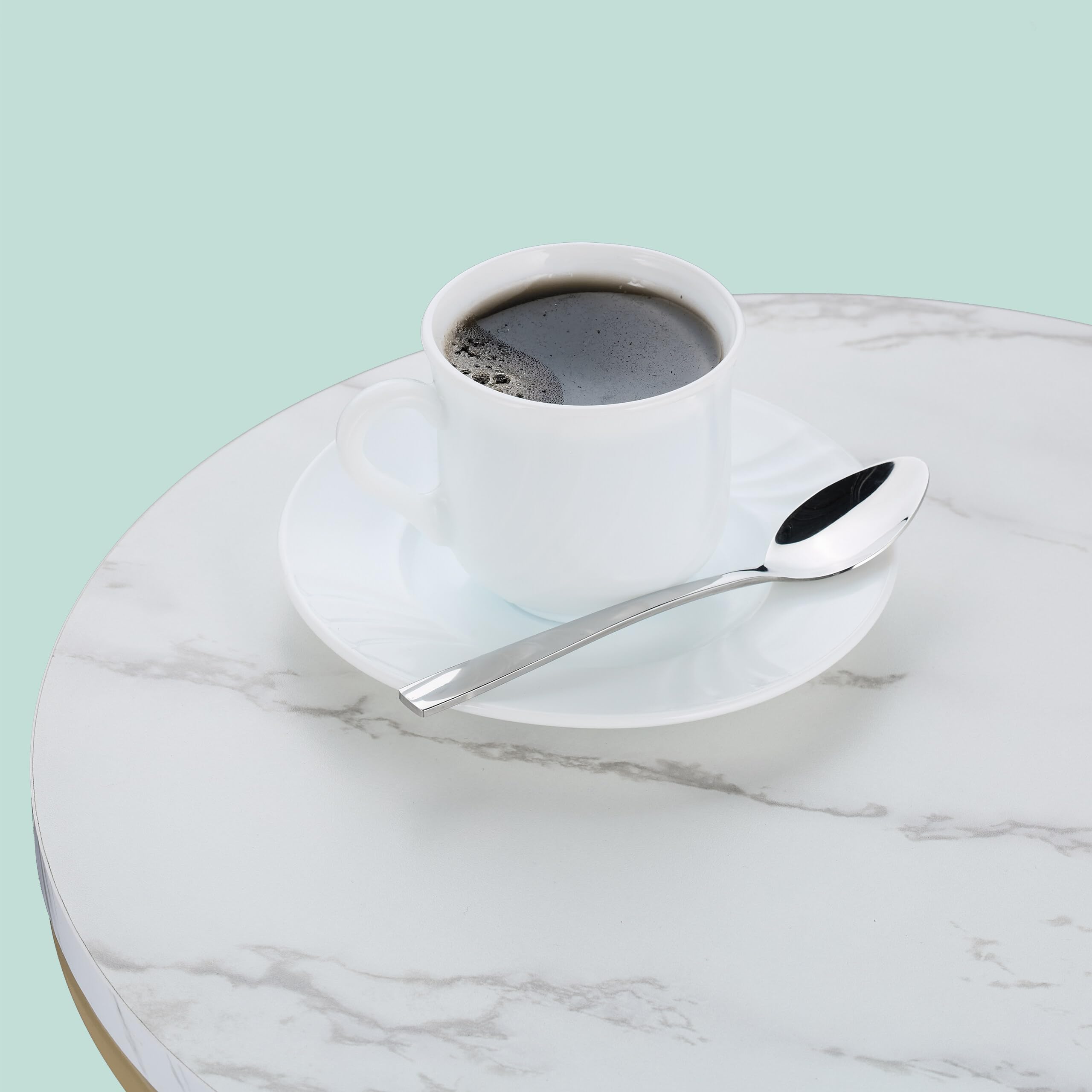 Relaxdays Table d'appoint en Lot de 2 (Dimensions différentes), mélange de matériaux, pour Le Salon, Blanc et doré