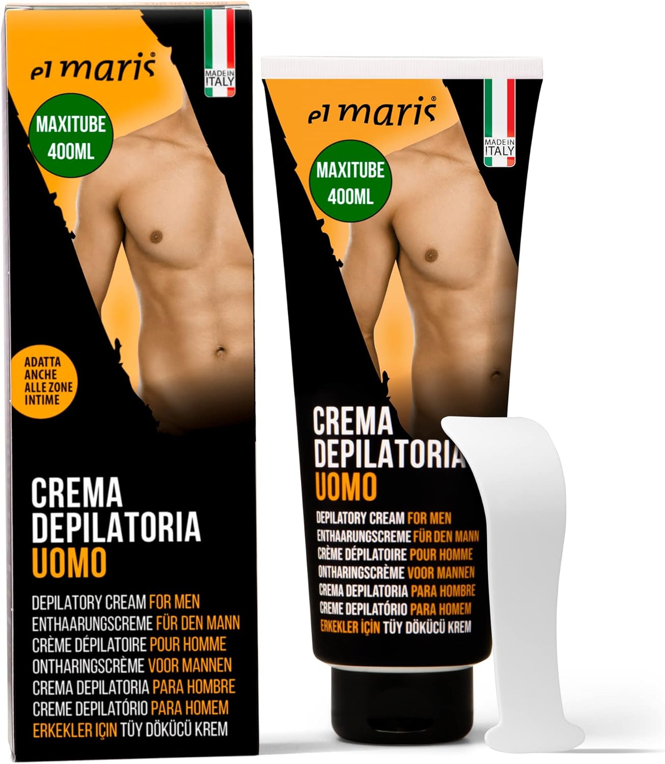 ELMARIS Crème Dépilatoire pour Homme Ultrarapide, apaisante avec Beurre de Karité et