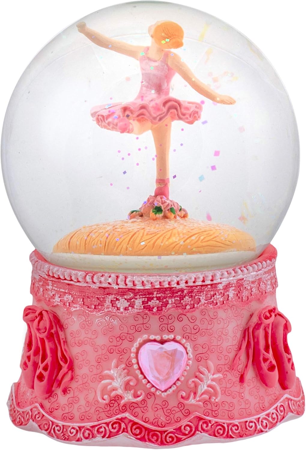 Elanze Designs Dancing Ballerina Rotating 100MM Sturdy Wind Up Musical Glitter Water Snow Globe Tabletop Dresser Nightstand Figurine Decoration Plays Tune Swan Lake
