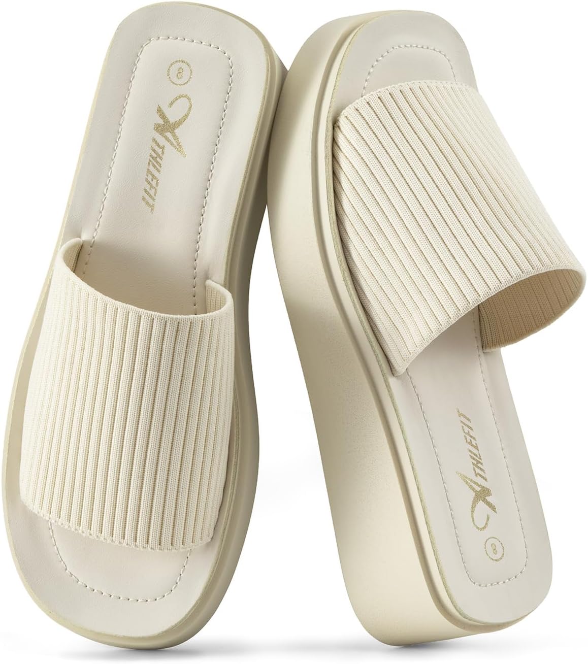 Athlefit Women's Slip On Platform Sandals Comfortable Open Toe Summer Flatform Slide Sandals