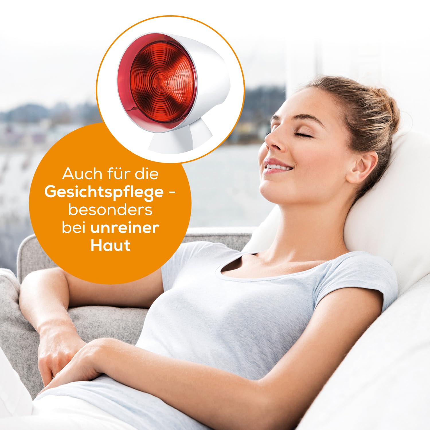 Beurer IL 21 Infrarotlampe, Medizinprodukt mit wohltuender Wärme zur Anwendung bei Erkältung und Muskelverspannungen, 5 Neigungsstufen