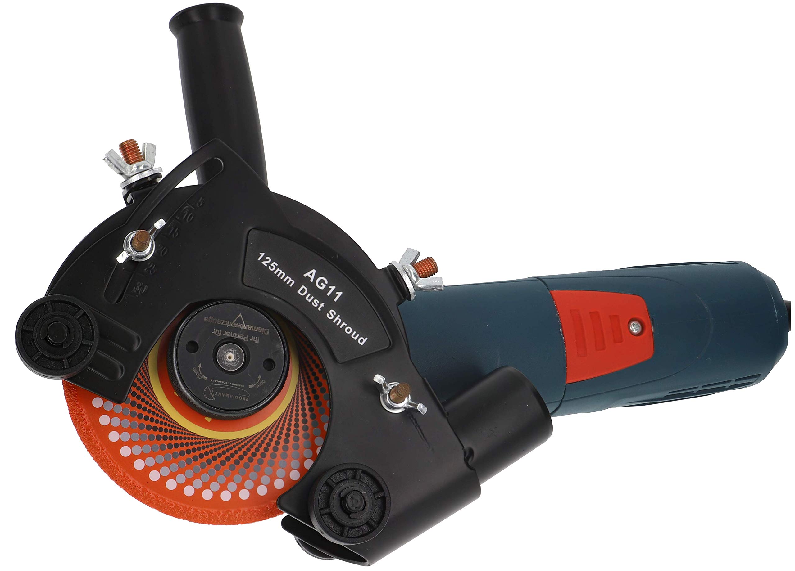PRODIAMANT Hotte aspirante pour meuleuse d’angle 125 mm, capot d’aspiration avec adaptateur universel M14 pour coupe avec extraction de poussière