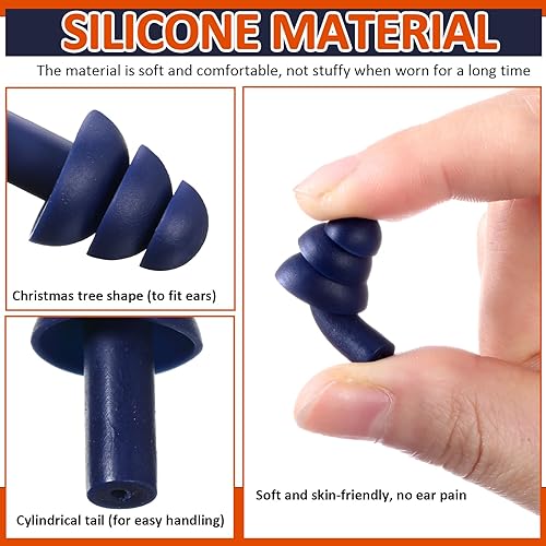 Miniatura 4 de Xuhal 200 pares de tapones para los oídos con cable de silicona con cable envueltos individualmente, tapones para los oídos reutilizables con