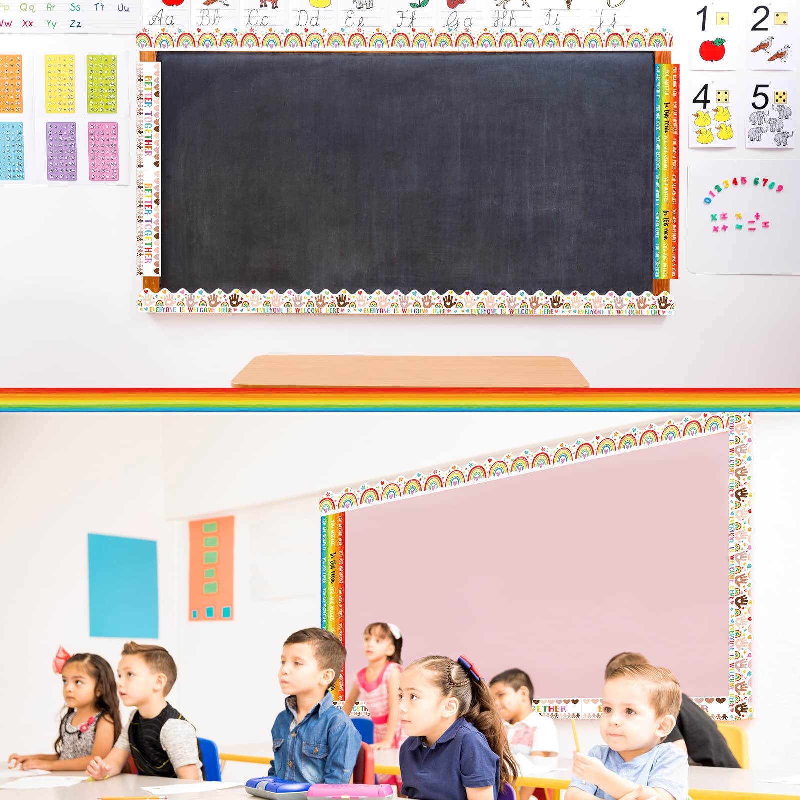 Pinnwand-Bordüren Mit Regenbogen-Motiv – 60 Stück, 19,8 M Gesamtlänge, Für Schule & Zuhause